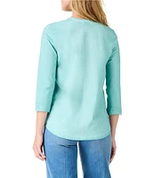 NZT NIC + ZOE Solid V-Neck 3/4 Sleeve Tee Shirt