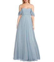 City Vibe Of-The-Shoulder Ruched Bodice Long Dress