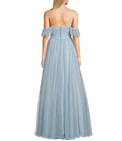 City Vibe Of-The-Shoulder Ruched Bodice Long Dress