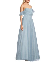 City Vibe Of-The-Shoulder Ruched Bodice Long Dress