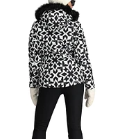 Obermeyer Tuscany II First Tracks Snow Geo Print Long Sleeve Faux Fur Trim Hooded Jacket