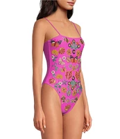 OCEANUS Mirrored Sea Beaded One Piece Swimsuit