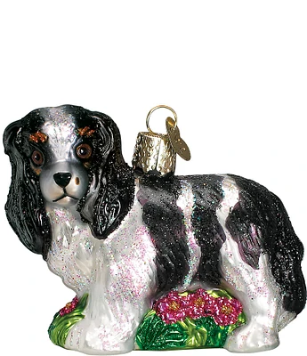 Old World Christmas Black/White King Charles Spaniel Ornament