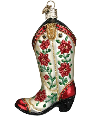 Old World Christmas Christmas Christmas Cowgirl Boot Glass Ornament