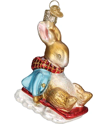 Old World Christmas Peter Rabbit On Sled Glass Ornament