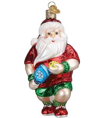 Old World Christmas Pickleball Santa Glass Ornament