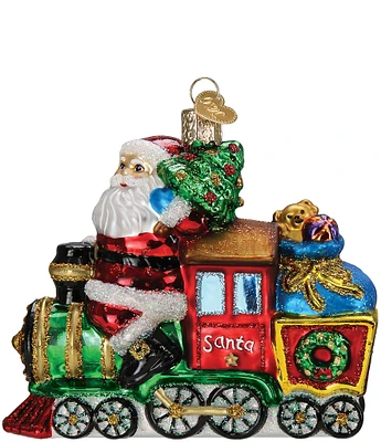 Old World Christmas Santa on Locomotive Glass Ornament