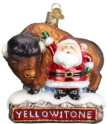 Old World Christmas Yellowstone Santa With Bison Ornament