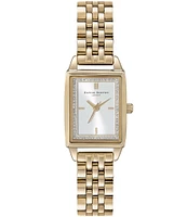 Olivia Burton Rectangle Quartz Analog White Dial Gold Stainless Steel Bracelet Watch