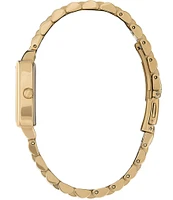 Olivia Burton Rectangle Quartz Analog White Dial Gold Stainless Steel Bracelet Watch