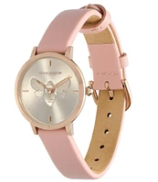 Olivia Burton Women's Bee Ultra Quartz Analog Blush Leather Strap Watch