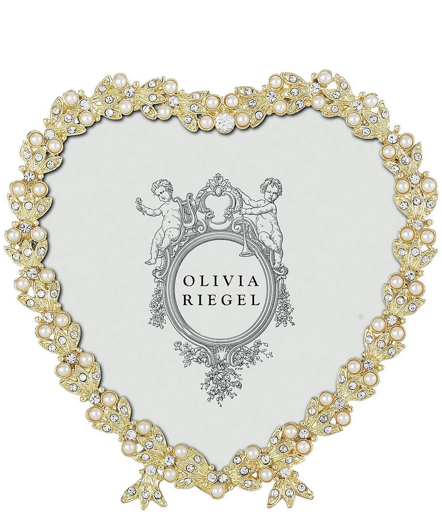 Olivia Riegel Contessa Crystal Pearl Heart Frame, 3 x 5 in.