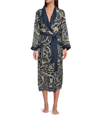 One Hundred Stars Woven Allover Print Long Sleeve Wrap Robe