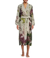 One Hundred Stars Woven Protea Print Long Sleeve Wrap Robe