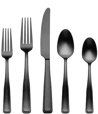 Oneida Reid Vintage Black Tumbled 20 Piece Flatware Set