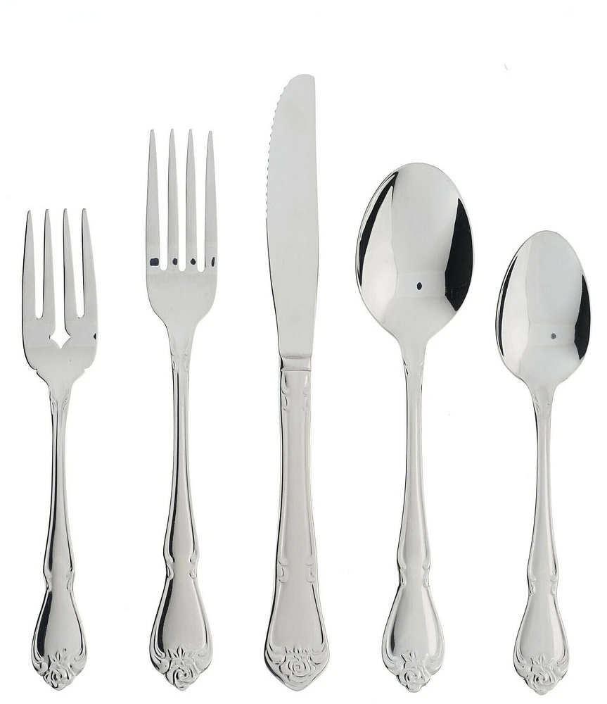 Oneida True Rose 45-Piece Stainless Steel Flatware Set