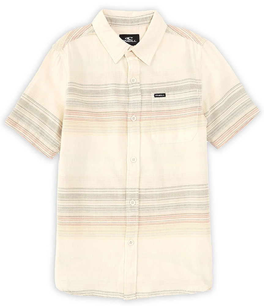 O'Neill Big Boys 8-20 Cream Short-Sleeve Seafaring Stripe Button-Up Shirt