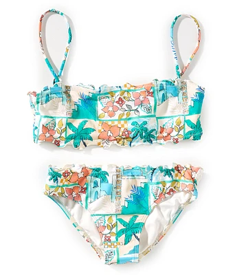 O'Neill Big Girls 7-16 Maritime Ruffle Edge Bandeau Top & Bikini Bottom Swim Suit Set