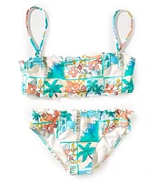 O'Neill Big Girls 7-16 Maritime Ruffle Edge Bandeau Top & Bikini Bottom Swim Suit Set