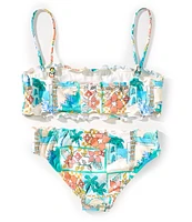 O'Neill Big Girls 7-16 Maritime Ruffle Edge Bandeau Top & Bikini Bottom Swim Suit Set