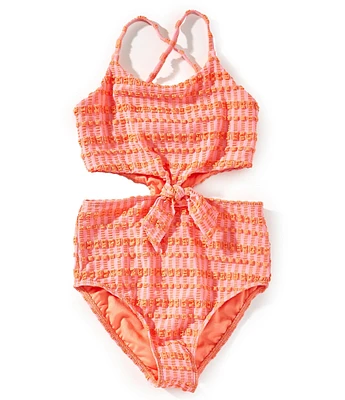 O'Neill Big Girls 7-16 Paradise Plaid Knot Front One Piece Swimsuit