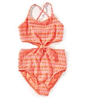 O'Neill Big Girls 7-16 Paradise Plaid Knot Front One Piece Swimsuit