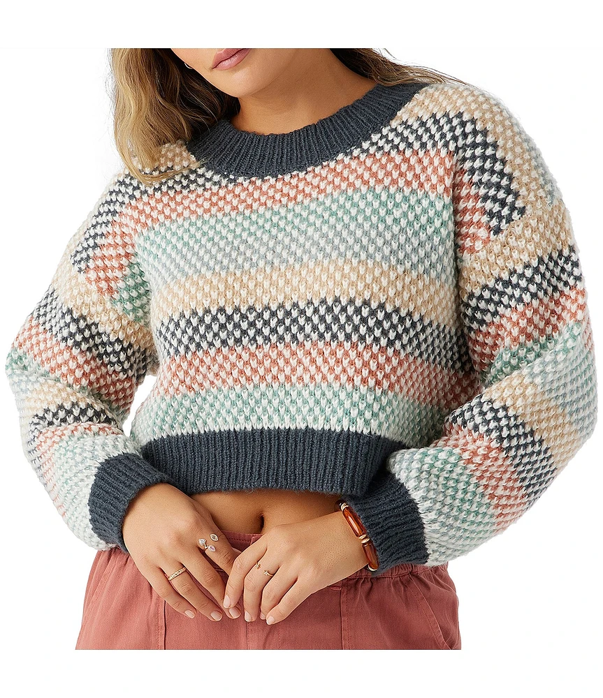 O'Neill Billie Long Sleeve Patterned Cropped Sweater