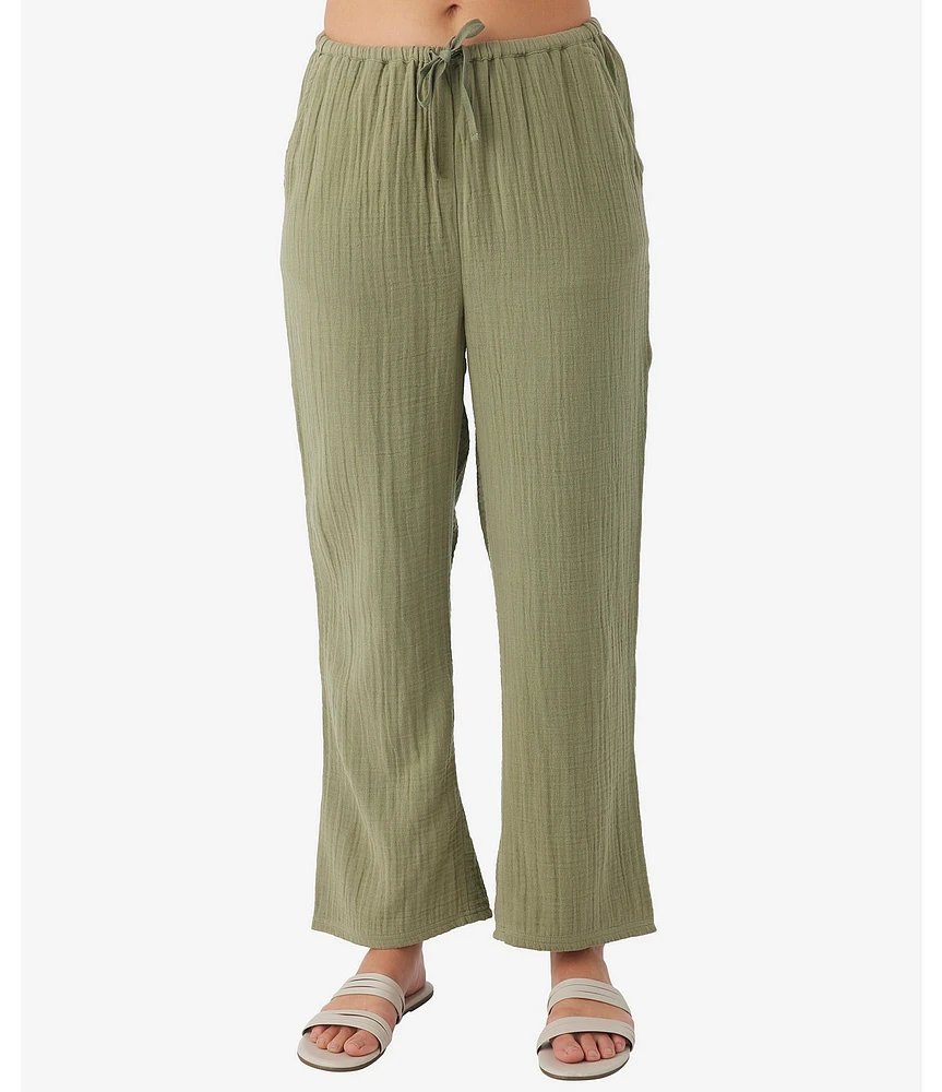 O'Neill Brenda Mid Rise Crinkle Gauze Straight Leg Pants