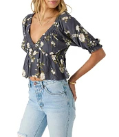 O'Neill Crisella Blouson Sleeve Floral Printed Woven Top