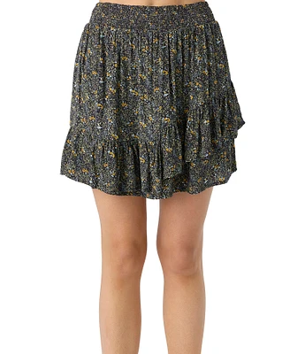 O'Neill Ella High Rise Ditsy Floral Printed Asymmetrical Ruffle Hem Skirt