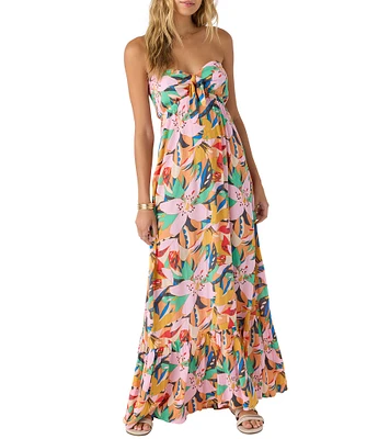 O'Neill Isadora Strapless Tropical Floral Printed Strapless Maxi Dress