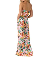 O'Neill Isadora Strapless Tropical Floral Printed Strapless Maxi Dress