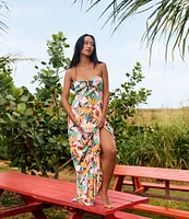 O'Neill Isadora Strapless Tropical Floral Printed Strapless Maxi Dress