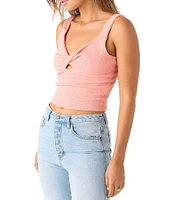 O'Neill Jayde Twist Front Cut-Out Cropped Textured Knit Tank Top