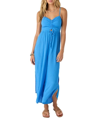 O'Neill Keiko Side Slit Wide Leg Smocked Back Jumpsuit