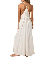 O'Neill Lisbon Embroidered Tiered Side Slit Maxi Dress