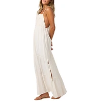 O'Neill Lisbon Embroidered Tiered Side Slit Maxi Dress