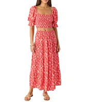 O'Neill Lorna Puffed Sleeve Floral Printed Cropped Top