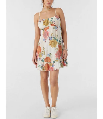 O'Neill Marlie Floral Print Sleeveless Smocked Back Dress