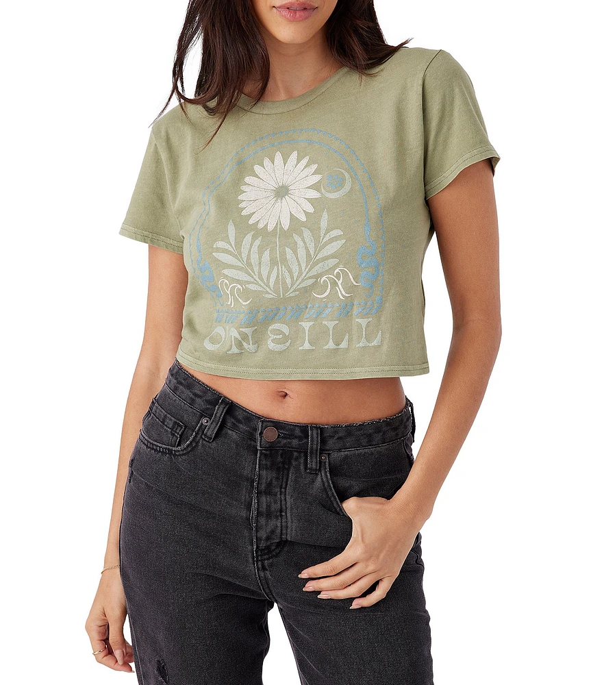 O'Neill Moonlit Daisy Short Sleeve Cropped Baby Graphic T-Shirt