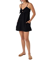 O'Neill Natalya Double Gauze Crinkle Tie Front Mini Dress