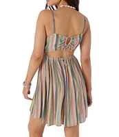 O'Neill Rami Stripe Print Tie Back Cut-Out Fit-And-Flare Dress