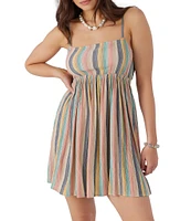 O'Neill Rami Stripe Print Tie Back Cut-Out Fit-And-Flare Dress