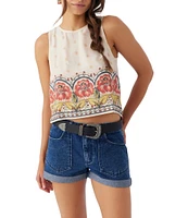 O'Neill Tessa Coordinated Printed Crop Tie Back Tank Top