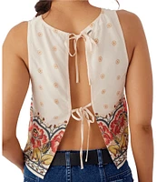 O'Neill Tessa Coordinated Printed Crop Tie Back Tank Top