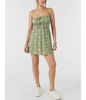 O'Neill Yazza Floral Print Tie Front Mini Dress