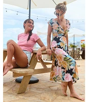 O'Neill Zetta Flutter Sleeve Tropical Floral Print Midi Dress