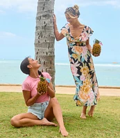 O'Neill Zetta Flutter Sleeve Tropical Floral Print Midi Dress