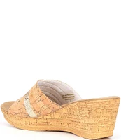 Onex Linen Blanche Cork Wedge Sandals