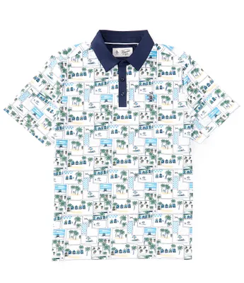 Original Penguin Knit Short-Sleeve Heritage Beach Club Printed Polo Shirt